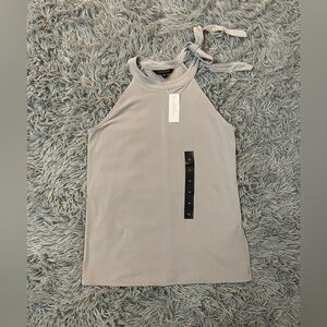 NWT Banana Republic Womens High-Neck Sleeveless Top in light gray color